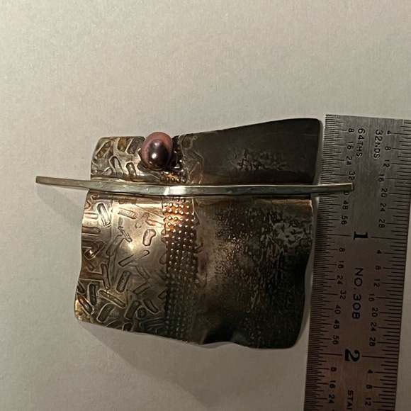 Lynda Fulleryon Bahr Modernist Abstract Sterling silver brooch / Pearl, signed. - Picture 7 of 8